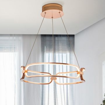 Lustra LED suspendata design ultra-modern 47cm Colette auriu roze