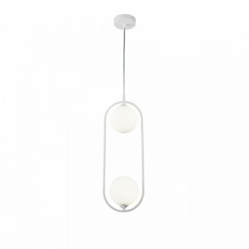 Lustra / Pendul design modern cu 2 surse de lumina Ring alb MYMOD013PL-02W