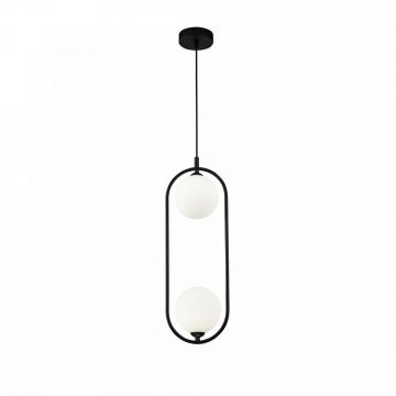 Lustra / Pendul design modern cu 2 surse de lumina Ring negru MYMOD013PL-02B