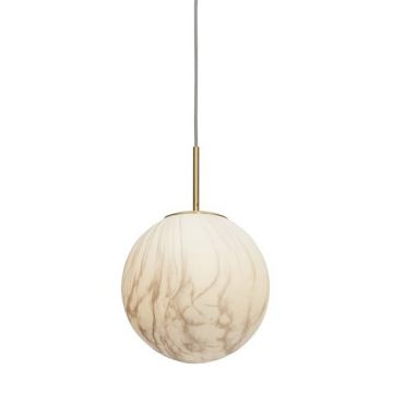 Lustra, pendul din sticla cu aspect de marmura Carrara large auriu