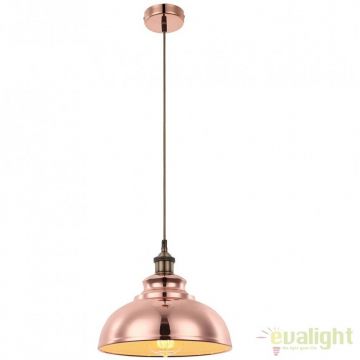 Lustra,Pendul Industrial Style, diam.28,5cm, finisaj cupru, MANDY 15083 GL