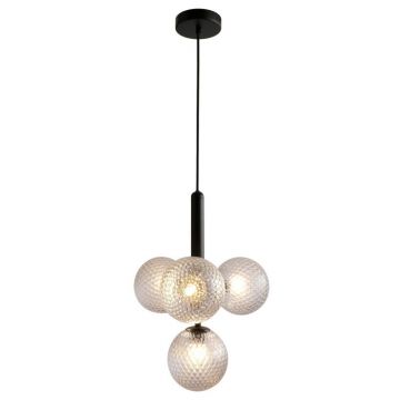 Lustra suspendata design modern MUSA 4 transparent/negru