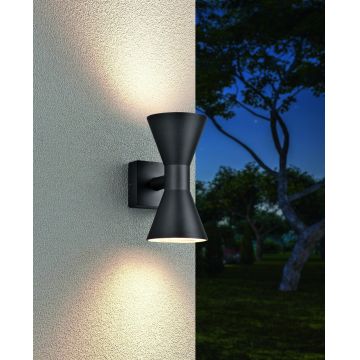 Aplica de perete pentru exterior Ardas, TRIO, 7.6x15x20 cm, 10W, 2x GU10, aluminiu turnat, negru mat