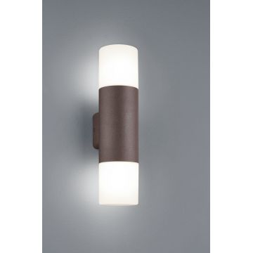 Aplica de perete pentru exterior Hoosic, TRIO, 8.5x11.8x33 cm, 28W, 2x E27, aluminiu turnat/plastic, maro