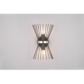 Aplica de perete Rod, RL, 21x13x31 cm, 40W, 2x E14, metal, negru/auriu