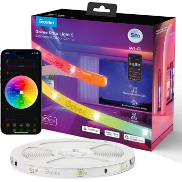 Govee Banda LED Govee H612A RGBICW, 5m, Sincronizare Muzica, Wifi, Bluetooth, Matter, Alexa , Google Asistant