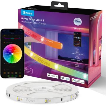 Govee Banda LED Govee H612C RGBICW, 10m, Sincronizare Muzica, Wifi, Bluetooth, Matter, Alexa , Google Asistant