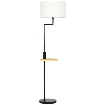 HOMCOM Lampă de podea cu etajeră, Lampă de podea, Fermoar, E 27, 40 W, Bambus, Natural + Negru | Aosom Romania
