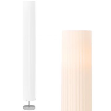 HOMCOM Lampă lampadaire coloană pe picior modernă lumină tamizată 40 W 14L x 14l x 120H cm oțel inoxidabil alb | Aosom Romania