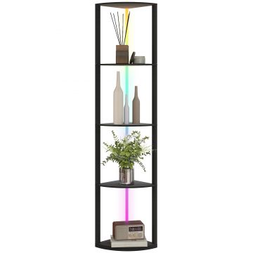 HOMCOM Lampa LED de Podea cu 5 Nivele, Reglabilă, cu Raft, Schimbare de Culori RGB, Telecomandă | Aosom Romania