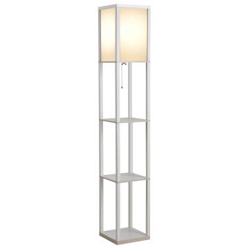 HOMCOM Lampadar cu Rafturi 26L x 26l x 160H cm 3 Rafturi 4 Nivele MDF Alb | Aosom Romania