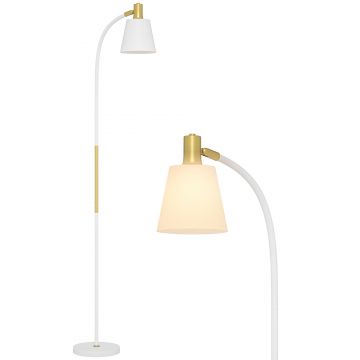 HOMCOM Lampadar de salon reglabil în înălțime 127-160 cm cu intrerupator, soclu E27, alb | Aosom Romania