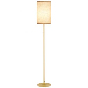 HOMCOM Lampadar design 40 W max. picior oțel dorat abajur material textil cremă dim. 25,5 x 25,5 x 157 cm auriu și bej | Aosom Romania