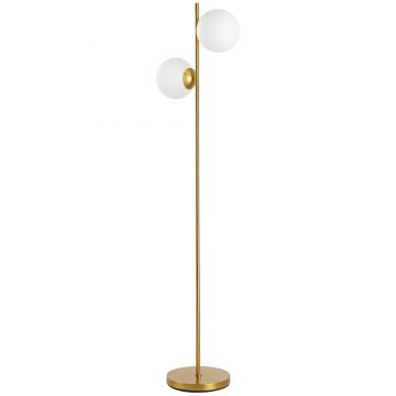 HOMCOM Lampadar design lampadar de podea salon neo-retro 2 Capete globuri max. 40 W metal aur | Aosom Romania