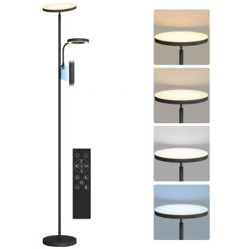 HOMCOM Lampadar LED 42W reglabil 2700K-6500K 4 culori variere continua, 4 moduri scena, telecomanda si control tactil | Aosom Romania