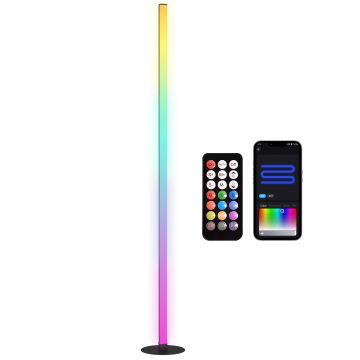 HOMCOM Lampadar LED RGBIC cu control APP si telecomanda, sincronizare muzica, 16 milioane culori, moduri de scenă și timer | Aosom Romania