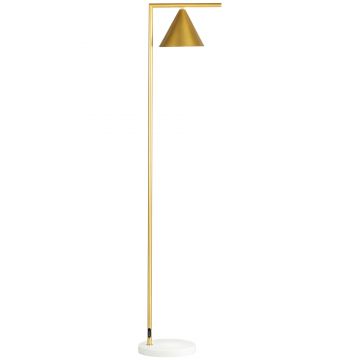 HOMCOM Lampadar pe picior de salon din oţel cu abajur conic orientabil bază marmură 40W 35 x 26 x 153 cm auriu | Aosom Romania