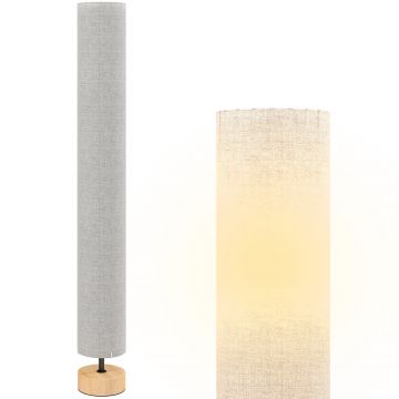 HOMCOM Lampadare de podea pentru living cu abajur din in, comutator de picior, 2 x dulie E27, 120 cm, gri | Aosom Romania