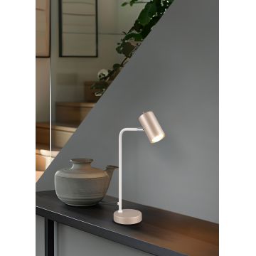 Lampa de masa Marley, TRIO, 12x25x45 cm, 5W, 1x GU10, metal, alb/bronz