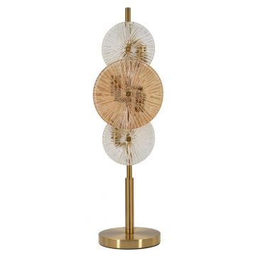 Lampa de masa Osaka, Mauro Ferretti, 4 x E14, 40W, 20x18x66 cm, fier/sticla, auriu/maro/transparent