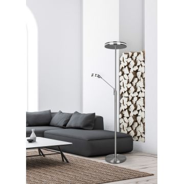 Lampadar Franklin, TRIO, 35.2x181 cm, 35W, 6.5W, 1x SMD, metal, argintiu mat