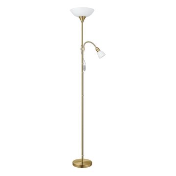 Lampadar în culoarea bronz cu abajur din sticlă (înălțime 176,5 cm) UP 2 – EGLO