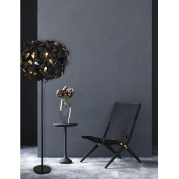 Lampadar Leavy, RL, 70x180 cm, 28W, 3x E14, metal, negru mat/auriu