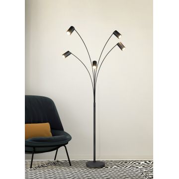 Lampadar Marley, TRIO, 80x55x200 cm, 10W, 5x GU10, metal, negru mat