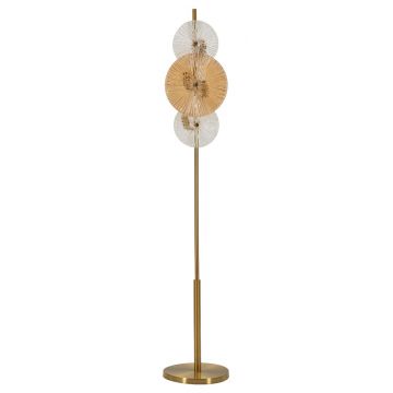 Lampadar Osaka, Mauro Ferretti, 4 x E14, 40W, 30x30x164 cm, fier/sticla, auriu/maro/transparent