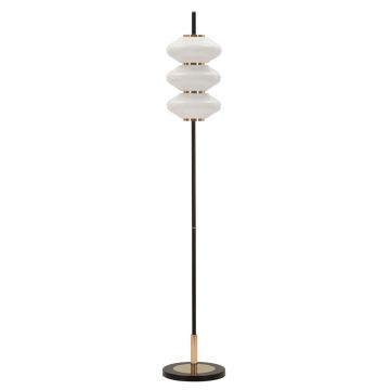 Lampadar Vintage, Mauro Ferretti, 3 x E14, 40W, 30x168 cm, fier/sticla, auriu/negru/alb