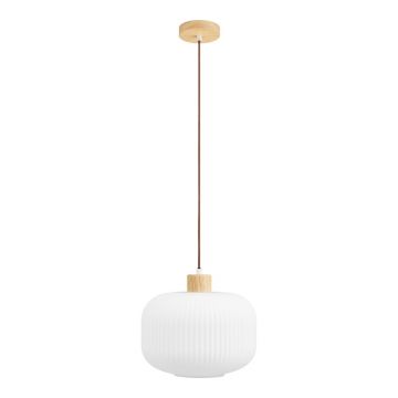 Lustră albă cu abajur din sticlă ø 30 cm Argalo – House Nordic