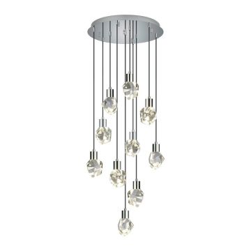 Lustră argintie LED cu abajur din sticlă ø 51,5 cm Verano – Trio Select