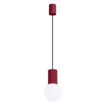 Lustră burgundy cu abajur din sticlă ø 12 cm Orbital – Nice Lamps