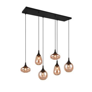 Lustra Lumina, TRIO, 85x20x150 cm, 40W, 6x E14, metal, negru mat
