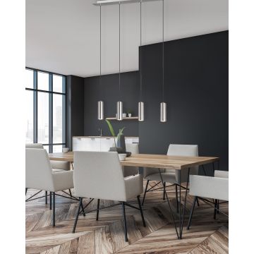 Lustra Marley, TRIO, 75x9x150 cm, 35W, 4x GU10, metal, argintiu mat/negru