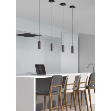 Lustra Marley, TRIO, 75x9x150 cm, 35W, 4x GU10, metal, negru mat