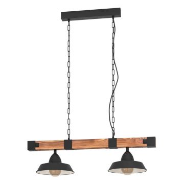 Lustră neagră/în culoare naturală cu abajur din metal OLDBURY – EGLO