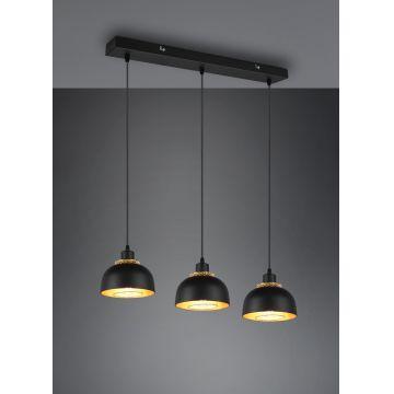 Lustra Punch, RL, 74x18x150 cm, 40W, 3x E27, metal, negru mat