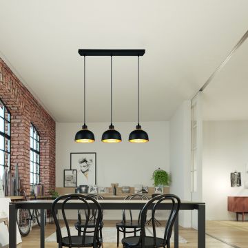 Lustra Punch, RL, 74x18x150 cm, 40W, 3x E27, metal, negru mat