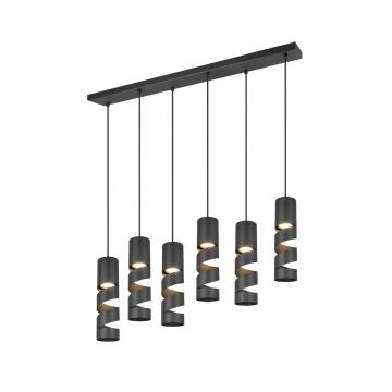 Lustra Stream, TRIO, 100x9x150 cm, 10W, 6x GU10, metal, negru mat