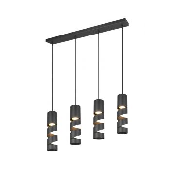 Lustra Stream, TRIO, 80x9x150 cm, 10W, 4x GU10, metal, negru mat