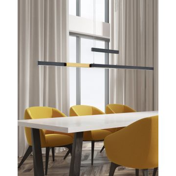 Lustra Trajan, TRIO, 150.5x6x150 cm, 45W, 1x SMD, metal, negru mat/natur