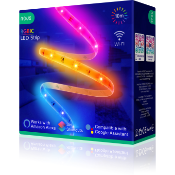 Nous Banda LED Nous Wifi RGBIC F5, 10m, Smart, Sincronizare Muzica