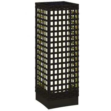 Outsunny Lampă de exterior cu panou solar, activare automată, 8 ore de funcționare, imitație de ratan, oțel, 15,5 x 15,5 x 46 cm, Negru | Aosom Romania