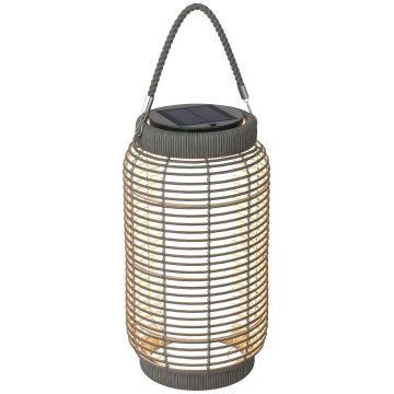 Outsunny Lampadaire d'extérieur solaire en rășină imitată în țesătură luminaire LED de jardin en oțel cu pornire/oprire automată gri | Aosom Romania