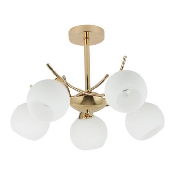 Plafonieră albă/aurie cu abajur din sticlă 52x52 cm Amos – Candellux Lighting