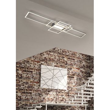 Plafoniera Irvine, TRIO, 105x42x6.5 cm, 60W, 1x SMD, metal, argintiu mat