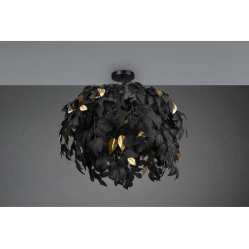 Plafoniera Leavy, RL, 70x73 cm, 28W, 3x E14, metal, negru mat/auriu