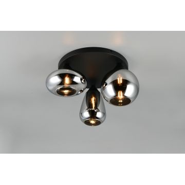 Plafoniera Lumina, TRIO, 35x24.5 cm, 10W, 3x E14, metal, negru mat/argintiu