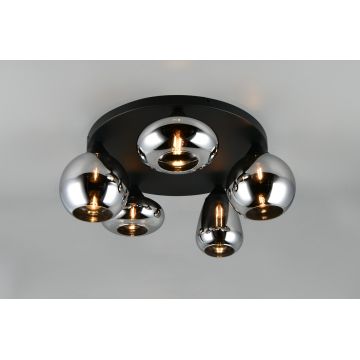 Plafoniera Lumina, TRIO, 50x24.5 cm, 10W, 5x E14, metal, negru mat/argintiu